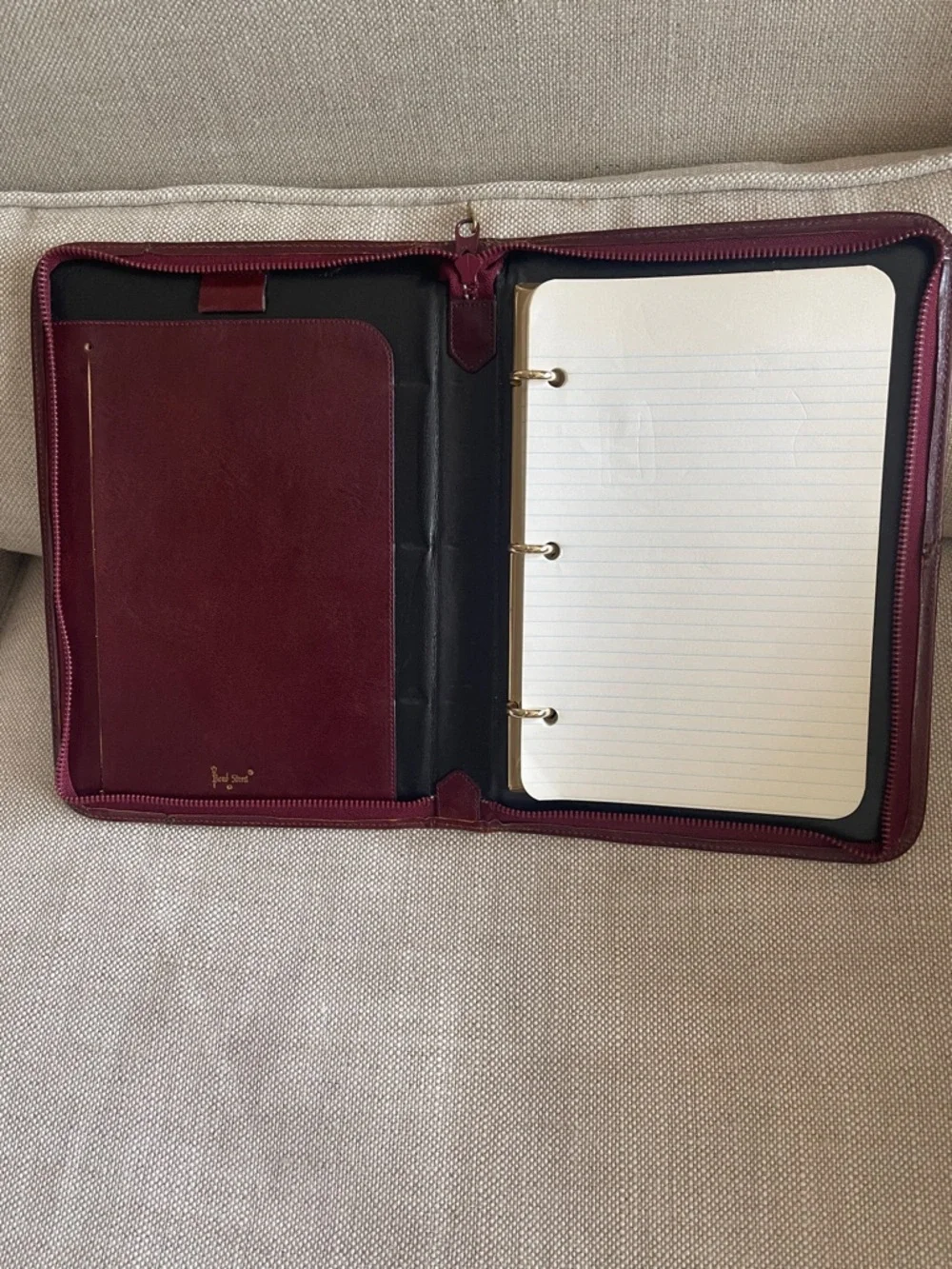 Leather Zip Binder Planner - Burgundy Home Office Organizer